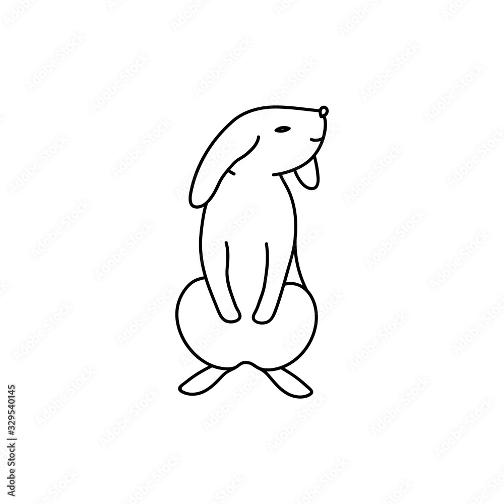 White and black Rabbit. Coloring book. silhouette White and black Rabbit. Coloring book. silhouette