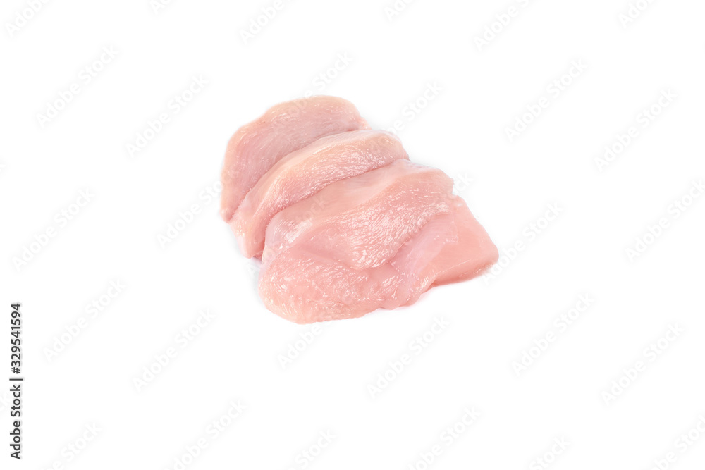 slices of chicken meat isolated on white background slices of chicken meat isolated on white background