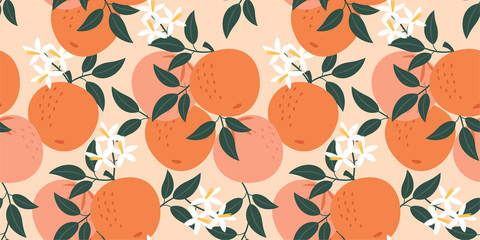 Ingelijste posters Oranje patronen Naadloos oranje geometrisch patroon  © Tayisiya