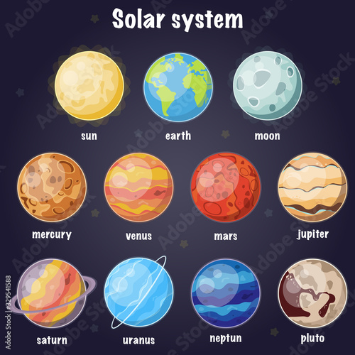 Cartoon set of solar system planets . Vector illustration