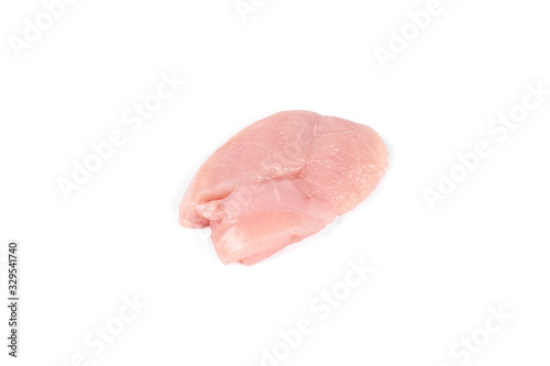 slices of chicken meat isolated on white background
