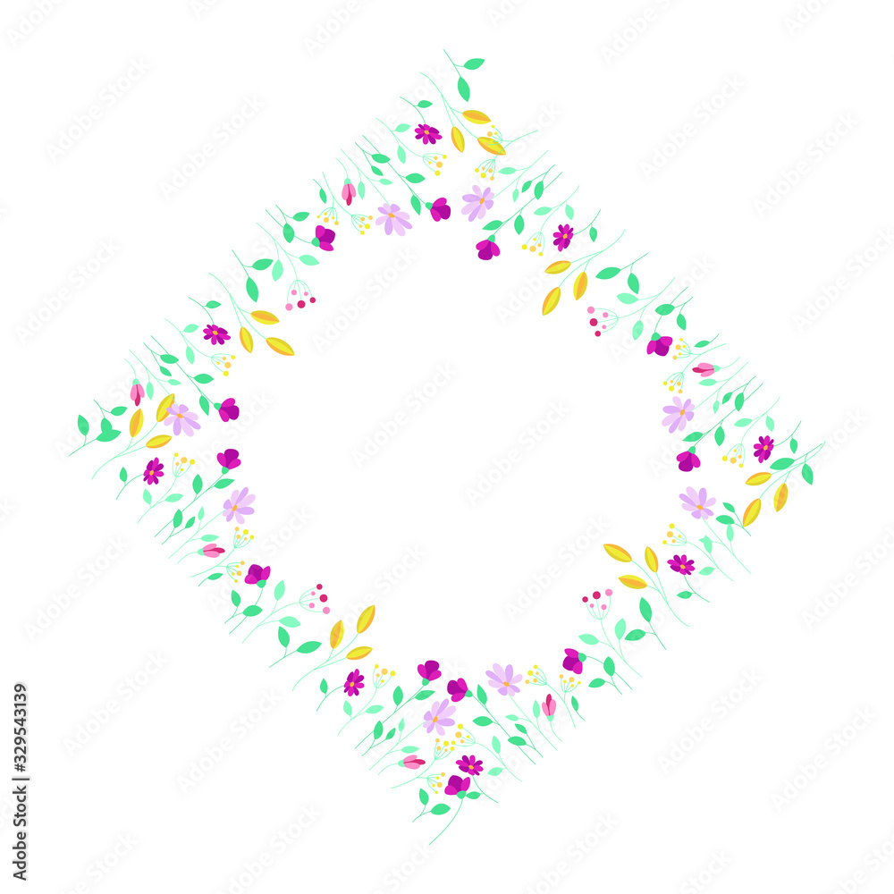 Floral round frame isolated on a white background Floral round frame isolated on a white background