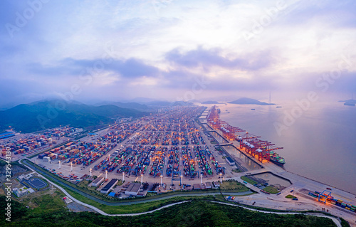 Wallpaper Mural shanghai container terminal at dusk ,yangshan deep-water port , China Torontodigital.ca