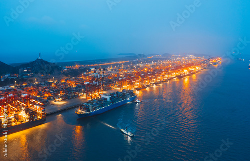 Wallpaper Mural shanghai container terminal at dusk ,yangshan deep-water port , China Torontodigital.ca