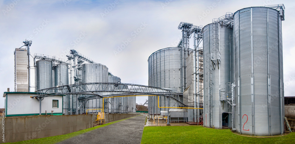 storage of cereals, agro granary in spring season. Agricultural business.