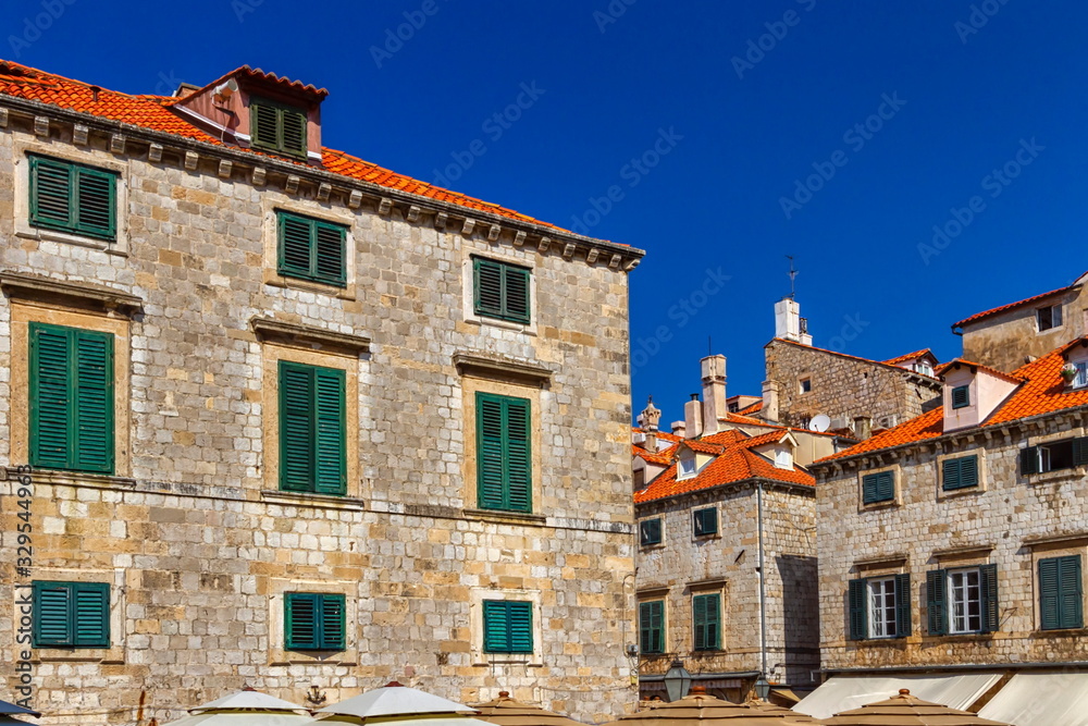 Dubrovnik old city houses on the Adriatic Sea by day, South Dalmatia region, Croatia