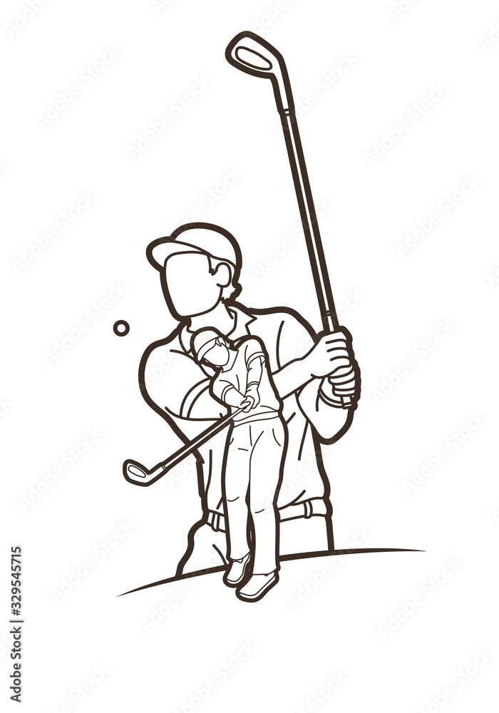 Fototapeta premium Golf players Golfer action cartoon sport graphic vector.