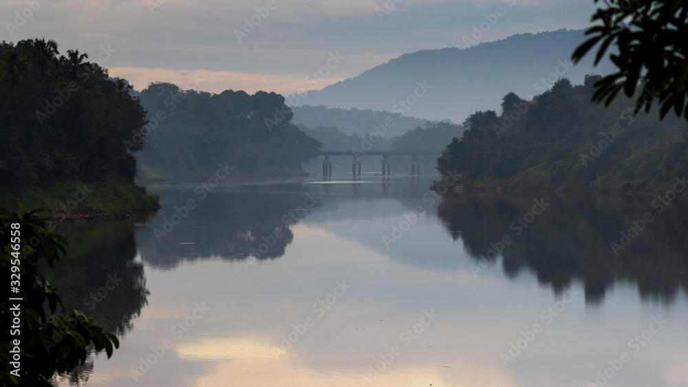 Landcape image of the Periyar river in Kerala, India