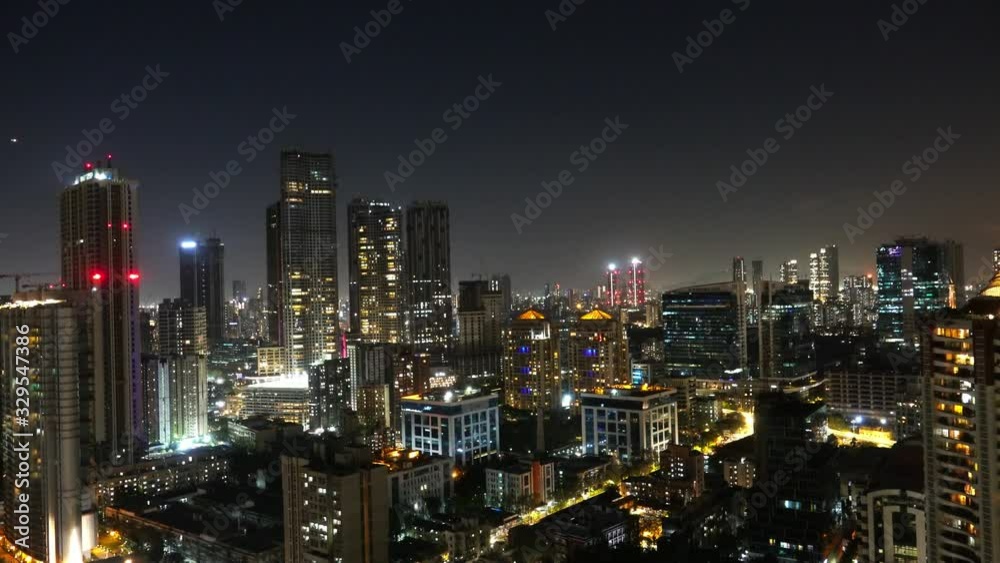 Mumbai Worli overlooking Lower Parel Skyline night in south mumbai