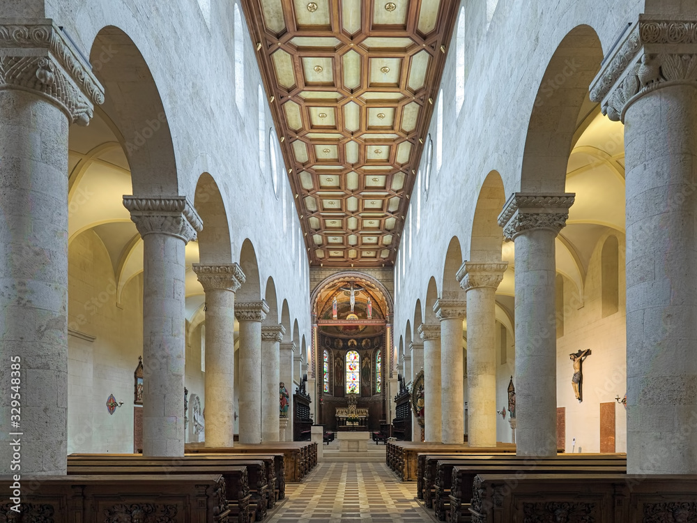 Regensburg, Germany. Interior of St. James Church of Scots Monastery. The first abbey church was built at the beginning of the 11th century. The present church was built in 1175-1180.