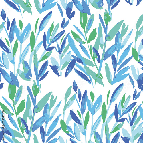 Hand drawn watercolor foliage seamless pattern