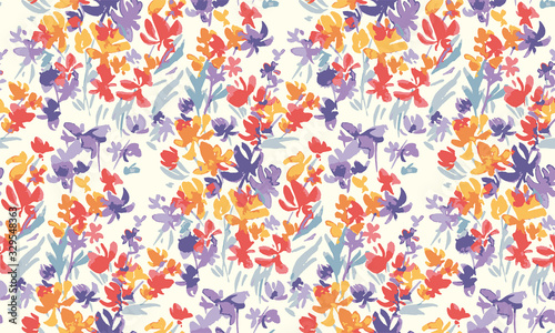 Spring meadow flower vibes seamless pattern