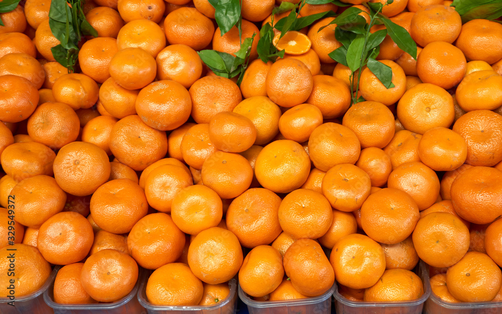 Orange tangerine in the local market