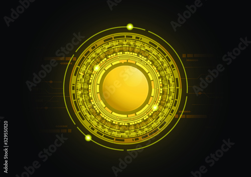Abstract technology background Hi-tech ,Gold and black background ,Vector Illustration.