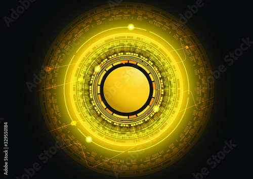 Abstract technology background Hi-tech ,Gold and black background ,Vector Illustration.