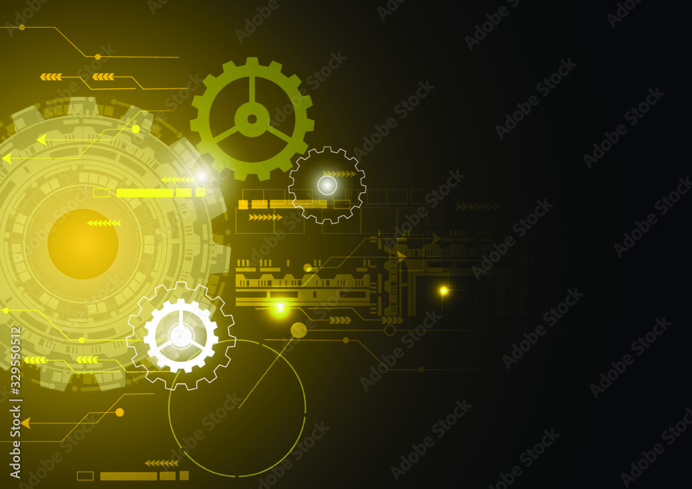 Abstract technology background Hi-tech ,Gold and black background ,Vector Illustration.