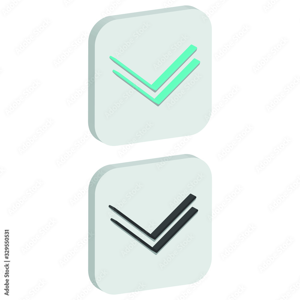 Flat fast down mark Icon in isometric style Flat fast down mark Icon in isometric style