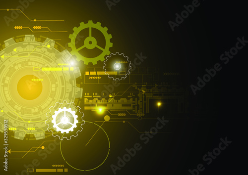 Abstract technology background Hi-tech ,Gold and black background ,Vector Illustration.