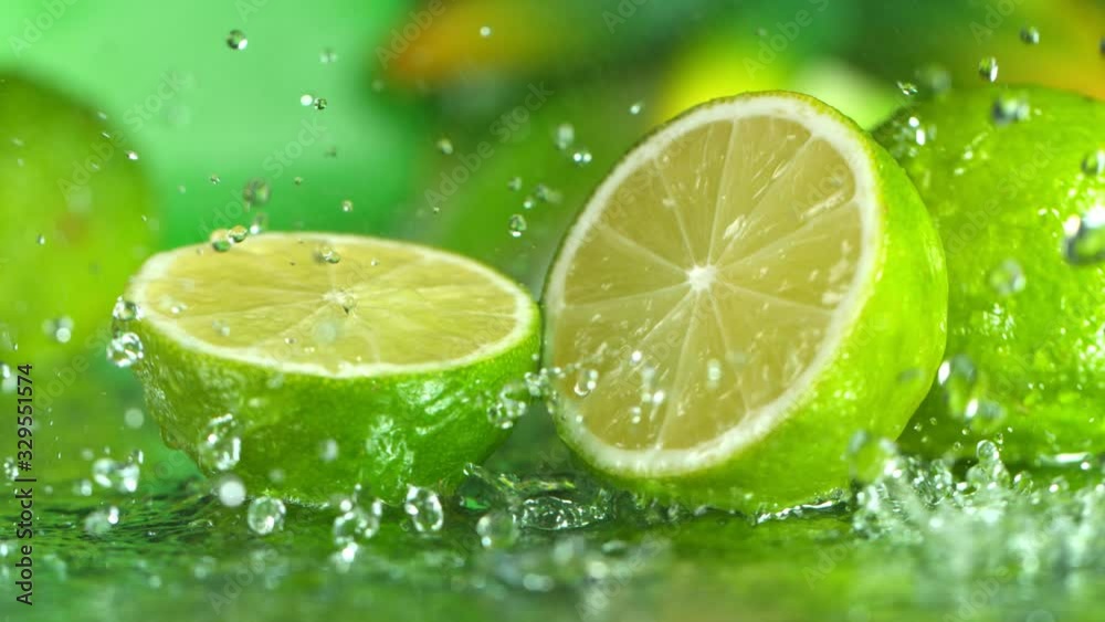 Super Slow Motion Shot of Water Splashing on Fresh Lime 1000fps. Super Slow Motion Shot of Water Splashing on Fresh Lime 1000fps.