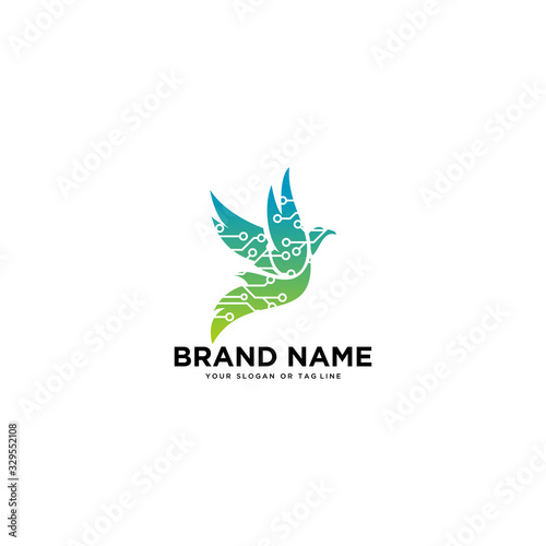 logo design concept bird tech vector