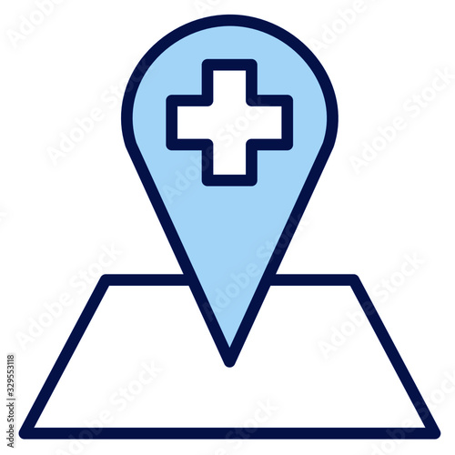 Standort Krankenhaus, medizinische Erstversorgung Vector Icon Illustration
