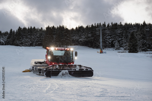 Ratrak; grooming machine; special snow vehicle in snowy mountains