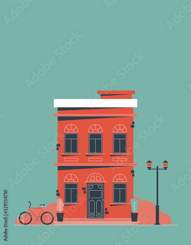 Downtown vector building illustration isolated on background