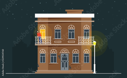 Downtown vector building illustration isolated on white background