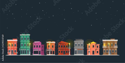 Downtown vector building illustration isolated on white background