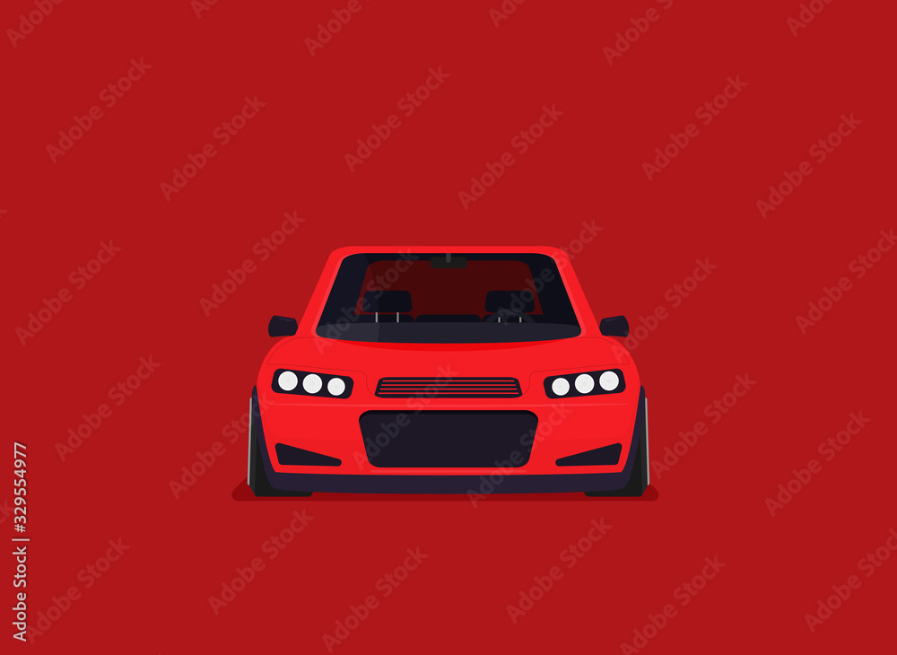 Vector racing car isolated on color background