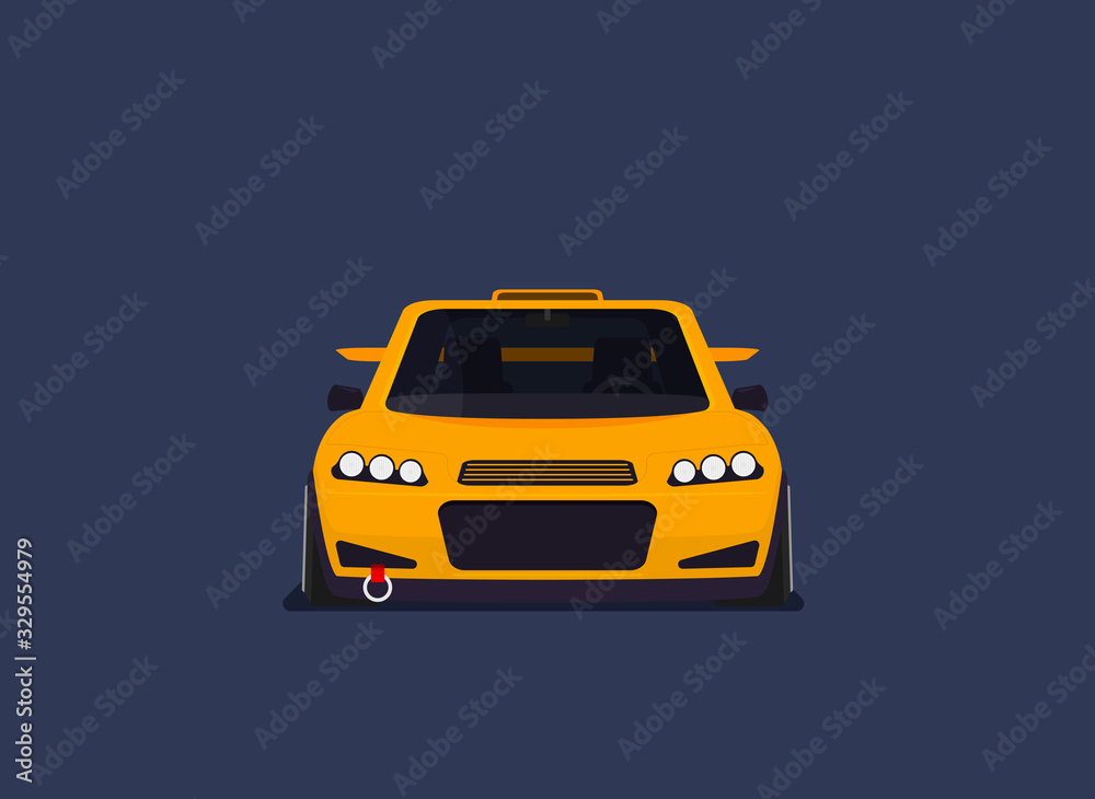 Vector racing car isolated on color background