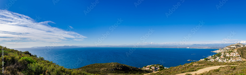 Panoramic view of Gulf of Roses,L'Almadrava,Costa Brava,Catalonia,Spain