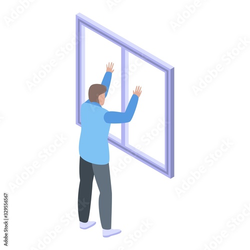 Plastic window installation icon. Isometric of plastic window installation vector icon for web design isolated on white background