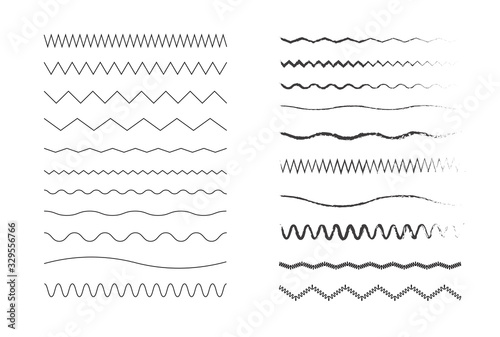 Wavy lines. Set of ink strokes. Vector illustration.