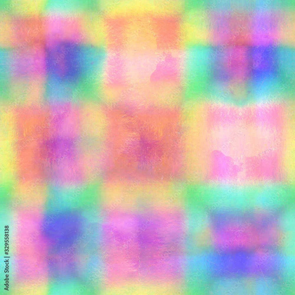 Seamless checkered pattern in rainbow colors. With grunge texture.