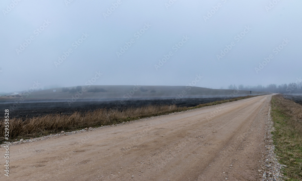 fog landscape, blurred background