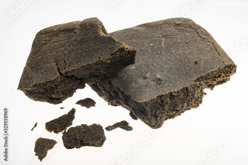 medical marijuana moroccan cannabis pollen hashish closeup in morocco