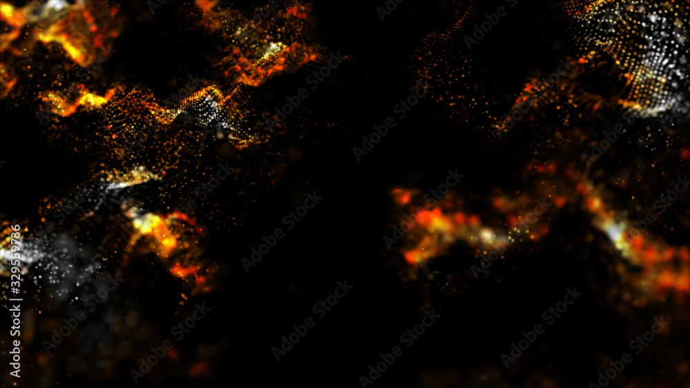 Gold and black color digital particles wave flow abstract technology background concept. Gold and black color digital particles wave flow abstract technology background concept.