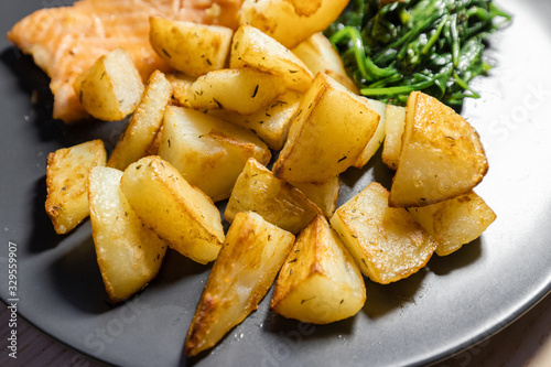 Close-up view of fried potato.