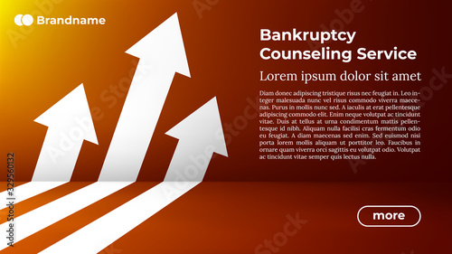 BANKRUPTCY COUNSELING SERVICE - Web Template in Trendy Colors. Business Arrow Target Direction to Growth and Success. Modern Vector Illustration or Design Template.