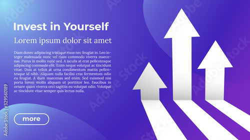 Invest in Yourself - Web Template in Trendy Colors. Business Arrow Target Direction to Growth and Success. Modern Vector Illustration or Design Template.