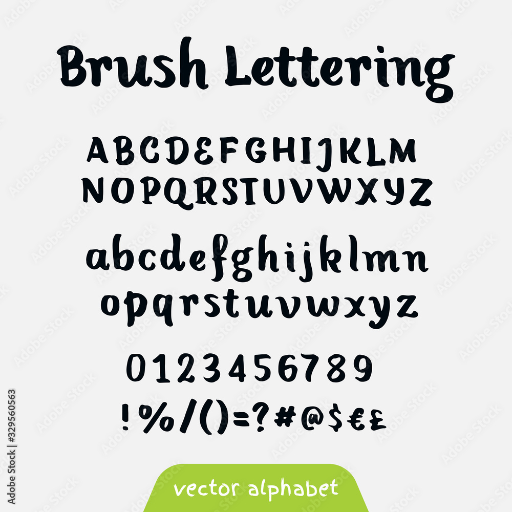 Brush script black vector alphabet Brush script black vector alphabet