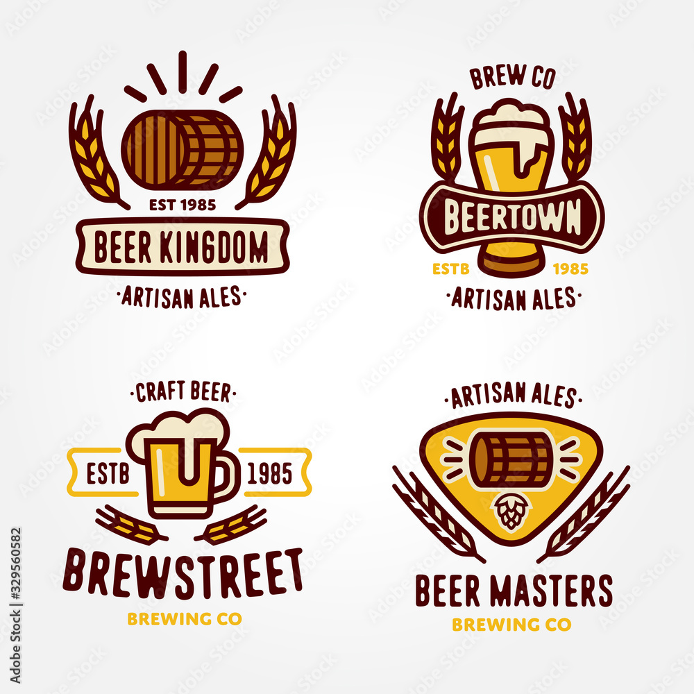 Set of beer logo design elements Set of beer logo design elements
