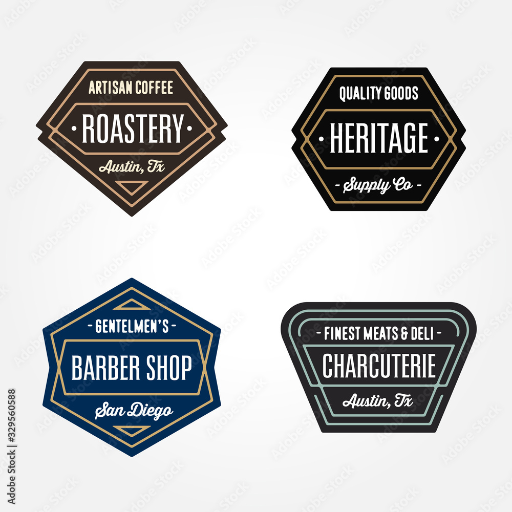 Set of retro badge logo design templates