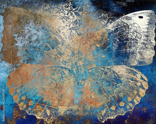 Obraz grunge butterfly background texture