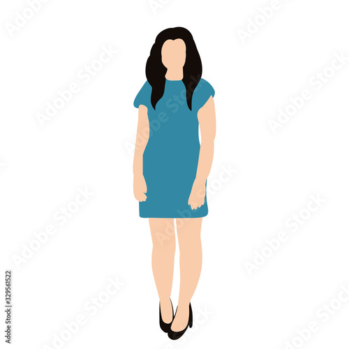 isolated, in a flat style, the girl is standing