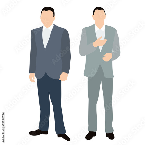 isolated, in a flat style, men stand, businessmen