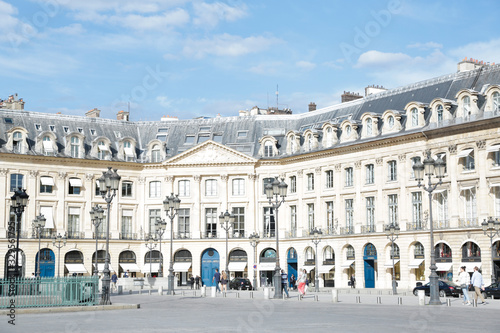 Place Vendome, heath of jewelry and historical luxury shops and hotels, in Paris, France