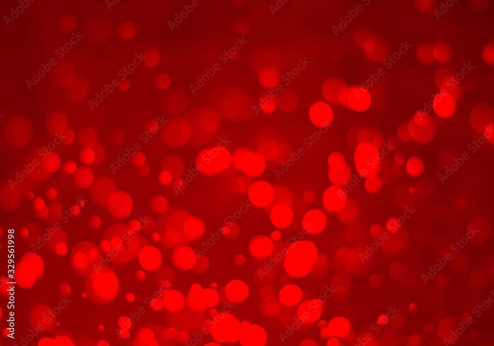 Red glitter vintage lights background. White bokeh on red background.