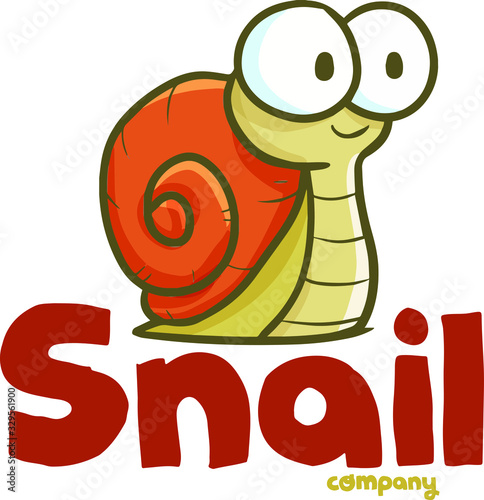 Cute and funny logo for red orange snail store or company